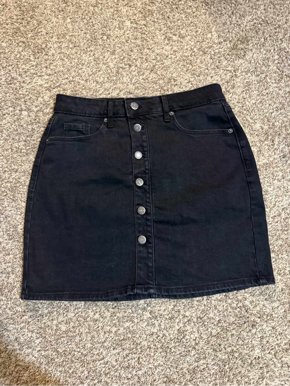 Old Navy Black Button-Front Denim Mini Skirt